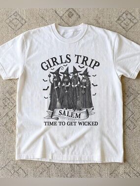 Girls Trip Salem Retro Halloween Witch Graphic Tee - Witchy Gifts
